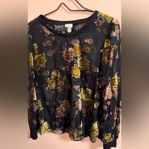 A new Day blouse with velvet textured flowers.